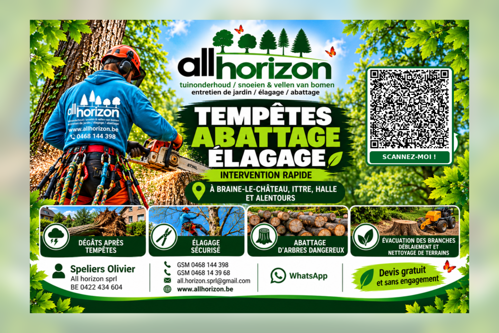 Abattage d&rsquo;arbre ,élagage et intervention après tempête a Braine le château, Ittre ,Halle et alentours